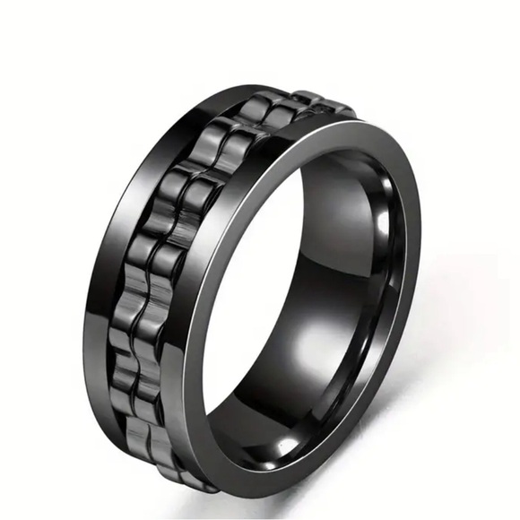 Men's Ring, Anxiety Relief Stainless Steel Gear Fidgets Spinner Rings Size 8-11 - Picture 3 of 3